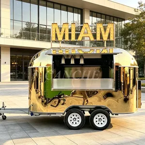 Carrito de Comida Móvil Dorado para Exteriores, Precio de Fábrica, para Hamburguesas, Tacos y Catering, Remolque de Comida Móvil en Venta - Product Image 1