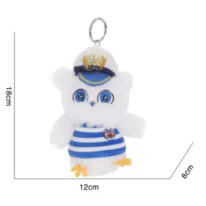 Porte-clés en peluche animal en peluche petit hibou blanc