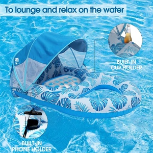 Grand auvent gonflable extra large UPF50+ robuste pour piscine, chaise longue de loisirs pour adultes, porte-gobelet, équipements de divertissement aquatique - Product Image 5