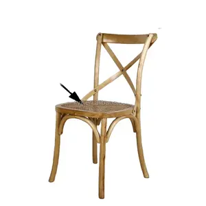 Natürlicher Massivholz Rattan Sitz Cross back Esszimmers tuhl