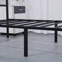 Lit simple moderne en fer forgé avec cadre métallique, tête de lit creuse et coffre de rangement, pour chambre, hôtel, école, appartement, écologique