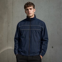 Veste zippée à manches longues en tissu tissé uni pour homme Rainbow Spray avec des bandes rayées, coupe-vent léger