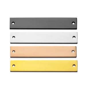 <b>Mirror</b> Polished 18K <b>Gold</b> Plated Stainless Steel Rectangle Bar Connector Logo Metal Stamping Charms for DIY Necklace Bracelets - Product Image 2