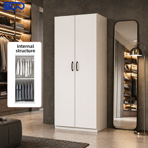 Armoires de placard sur mesure, ensemble de chambre à coucher, armoire en acier à deux portes <span class=keywords><strong>avec</strong></span> tringle de suspension et étagères, grand rangement pour chambres familiales - Product Image 2