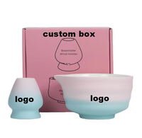 Ensemble de matcha de dernière génération, bol à thé en céramique et support pour fouet, ensemble de thé japonais comprenant un bol à matcha avec bec verseur, support pour fouet à matcha
