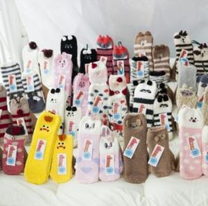 3D <strong>Wholesale</strong> Winter Warm Animals Cute Cartoon Pig Reindeer Rabbit Chicken Snowman Panda Coral Fleece <strong>Fuzzy</strong> Parent-child <strong>Socks</strong> - Product Image 3