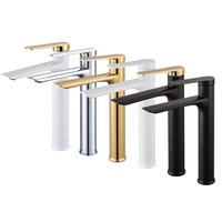 Robinet de lavabo moderne monotrou à monocommande en zinc chromé avec cartouche céramique et débit contrôlé