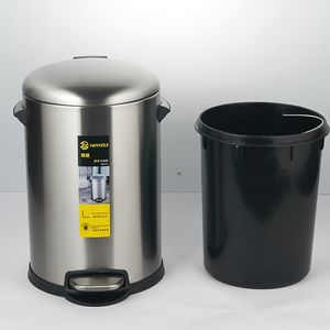 5L جولة خطوة من النيكل المصقول الفولاذ المقاوم للصدأ دواسة لولبية بن النفايات بن الغبار - Product Image 6