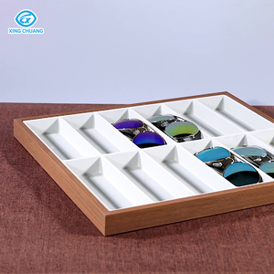 Sang trọng màu xám kính khay Countertop trường hợp lưu trữ chủ cảnh tượng Kính mát hiển thị gỗ tấm kính hiển thị khay - Product Image 6