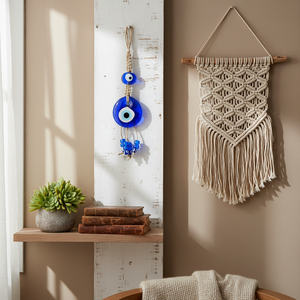 De mimbre tejido de vidrio mal de ojo de colgante de pared ornamento - Product Image 3