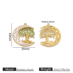 Colgante de Árbol de la Vida <span class=keywords><strong>Celta</strong></span> de Acero Inoxidable Esmaltado, Árbol Lunar, Mitología Nórdica, Árbol del Mundo, Nudo <span class=keywords><strong>Celta</strong></span>, Joyería Celestial - Product Image 4