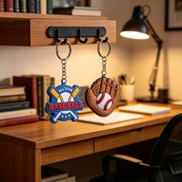 Porte-clés en caoutchouc PVC avec logo personnalisé 2D/3D sur le thème du club sportif de baseball, livraison rapide, cadeaux promotionnels, impression UV