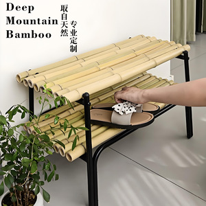 Deep Mountain Bamboo <b>Shoe</b> <b>Rack</b> Bench Light Yellow <b>Storage</b> Entryway Furniture Adult Use - Product Image 2