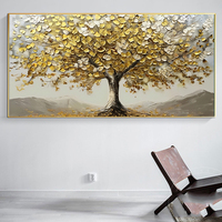 Arbre de vie doré, paysage abstrait, tableaux muraux et peinture sur toile pour la décoration de la maison, Cuadros, décoration de salon