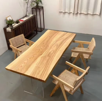 Mobilier en bois moderne pour restaurant, prix d'usine, dalle de cuisine à bord vif, table à manger en bois de noyer massif