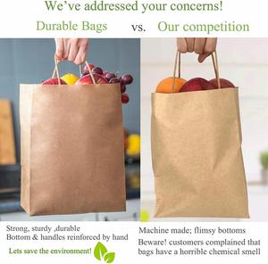 Custom Printed Your Own Logo White Brown Kraft Gift Craft Shopping Paper <b>Bag</b> With Handles - Product Image 5