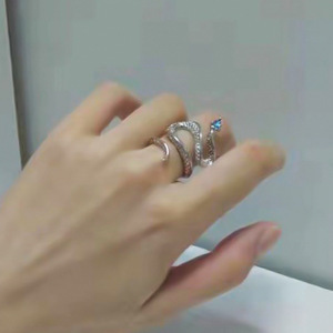 Anello a Forma di Serpente T0659 con Zirconia Cubica Blu, Gioiello Unisex alla Moda, Idea Regalo - Product Image 3