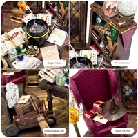 Prolog Natal Potion Dungeon DIY Rumah Miniatur Buatan Tangan Model Perakitan Kayu Kreatif 51-100 Potongan Puzzle untuk Segala Usia