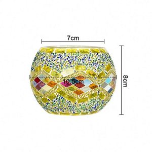 Tarros de vidrio iridiscentes personalizados de 4oz y 8oz con tapas metálicas transparentes color ámbar y tapa de madera para velas votivas. - Product Image 6