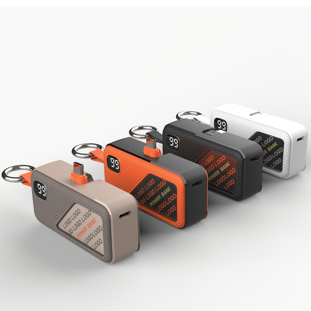 Hot Sale 5000mAh Portable Power Bank with LED Display and Built-In Cable Mini Power Bank with High Capacity Battery