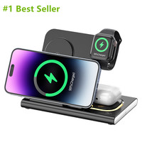 Chargeur magnétique sans fil pliable 4 en 1 Station de charge sans fil pliable 3 en 1 avec veilleuse LED