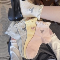 WUYANG FACTORY Nouvelle Arrivée 2026 Chaussettes courtes à pois avec nœud papillon, légères et antidérapantes, PROMOTION EXCEPTIONNELLE