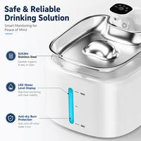 Distributeur d'eau automatique pour animaux de compagnie ChongxinIOT 3,5 L en acier inoxydable avec indicateur de niveau d'eau LED, système de filtration 4000 mAh, étanche IPX5