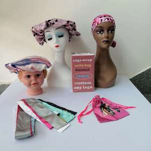 Custom Satin Hair Bag With logo Jewelry Cosmetics Gift Silk Bag Hair Packaging <b>Wig</b> Storage Bonnet - Product Image 4
