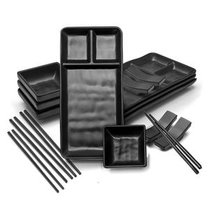 Juego de platos de sushi de estilo japonés de 16 piezas, <span class=keywords><strong>vajilla</strong></span> de melamina irrompible negra, apta para lavavajillas, <span class=keywords><strong>vajilla</strong></span> de Camping - Product Image 1