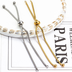 Bracelet chaîne ronde réglable en acier inoxydable 304 plaqué PVD 18 carats avec extrémité à billes et longueur de 12 cm |   Design de bijoux tendance pour femmes - Product Image 1