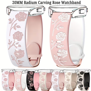 Bracelet de montre en silicone à motif de fleurs roses de 20 mm, compatible avec <span class=keywords><strong>Huawei</strong></span> GT3/GT3 Pro/GT2 Sport, bracelet de remplacement pour montre - Product Image 3
