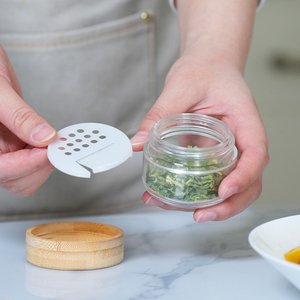 Nhà Bếp Gia Vị Container Tổ Chức Chủ Thủy Tinh Gia Vị Chai Giá Đặt Gia Vị Dispenser Jar Với Nắp Tre Gỗ Top - Product Image 6