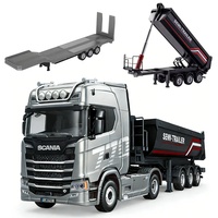 2026 Huina 1/18 Véhicule d'ingénierie RC en alliage Scania 1501 Tracteur 1502 Remorque à plateau 1509 Remorque benne Voiture télécommandée RTR Camion de remorquage