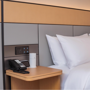 Giường ngủ gỗ nguyên khối cao cấp cỡ <span class=keywords><strong>King</strong></span>, thiết kế khách sạn hạng sang, có đầu giường, dành cho dự án nội thất Holiday Inn, đế nệm thương mại - Product Image 3