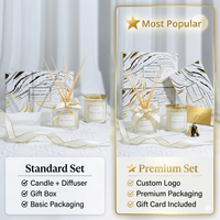 Ensemble cadeau de bougies parfumées et diffuseur à bâtonnets en marbre blanc de luxe avec feuille d'or, bougies en cire de soja personnalisables avec logo pour la décoration intérieure
