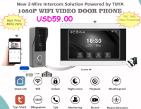 Interphone Wi-Fi 2 fils facile à installer, compatible Tuya, 1080P, écran tactile 2M, sonnette, prix usine, contrôle d'accès d'entrée