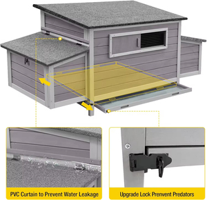Pollaio Grande da 170 cm con 4 Nidi per 2-4 Galline, Casetta per Anatre, Gabbia per Polli da Esterno - Product Image 6