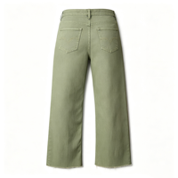 Jean Capri Femme Effiloché à Ourlet Délavé Taille Haute Jambe Large en Denim – Tenue de Festival Moderne 97 Chars