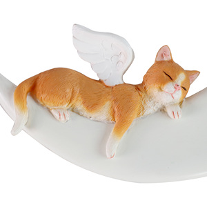 Adorno colgante de gato con alas de Ángel en la Luna, decoración conmemorativa ideal para mascotas - Product Image 6