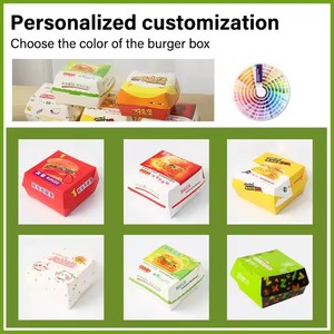 Maßgefertigte Einweg-Öko-Freundliche Recycelte Materialien <span class=keywords><strong>Burger</strong></span>-<span class=keywords><strong>Box</strong></span> Kraftpapier Starre Schachteln mit Offsetdruck für Restaurant-Essen - Product Image 5