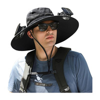 Chapeau de soleil portable avec ventilateur solaire pour le camping, la pêche, la randonnée, le parasol solaire avec ventilateur adapté