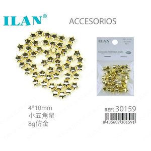 Fibbie a Stella in Metallo ILAN 4x10mm Placcate Oro per Lavori Artigianali - Product Image 1