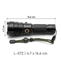 Lampe torche LED haute puissance, lampe tactique avec laser blanc 10W XHP70, rechargeable par type-C, zoom réglable, lampe de poche pour situations d'urgence