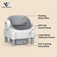 Caja de arena inteligente para gatos, totalmente cerrada, autolimpiable, con rotación de globo, control por aplicación WiFi, sellado de olores, antipistas y control remoto.
