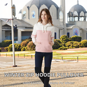 Sweats à capuche épais en mélange de coton et de spandex pour femmes, style streetwear, sweats à capuche chauds pour l'hiver, sweats à capuche pour femmes, coupe régulière - Product Image 2