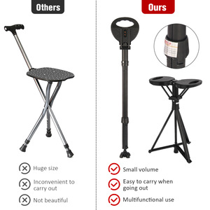 Bâton de randonnée pliable réglable en alliage d'aluminium, outil de repos pour la randonnée, le camping en plein air, les voyageurs, les personnes âgées, noir - Product Image 4