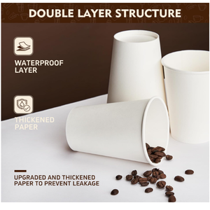 Tazas de café de papel desechables de doble pared blancas PE <span class=keywords><strong>a</strong></span> granel para bebidas calientes Ecológico para cafés Café caliente Chocolate líquido - Product Image 5