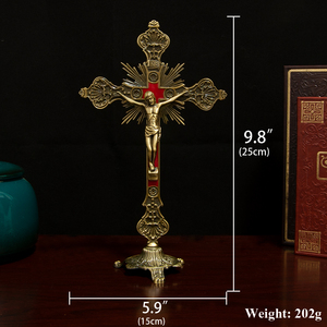 HT nuevo religioso Metal artesanía Iglesia católica Jesús para templos apóstoles crucifijo decoración del hogar Cruz de pie religión regalo - Product Image 4