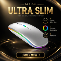 Souris optique 3D mini silencieuse rechargeable ergonomique OEM CE ROHS, double mode 2.4G sans fil Bluetooth LED pour ordinateur portable de bureau