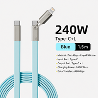 Câble de charge rapide USB-C vers USB-C 240W PD3.1 5A avec puce E-Marker, câble plat en silicone liquide, fabricant OEM
